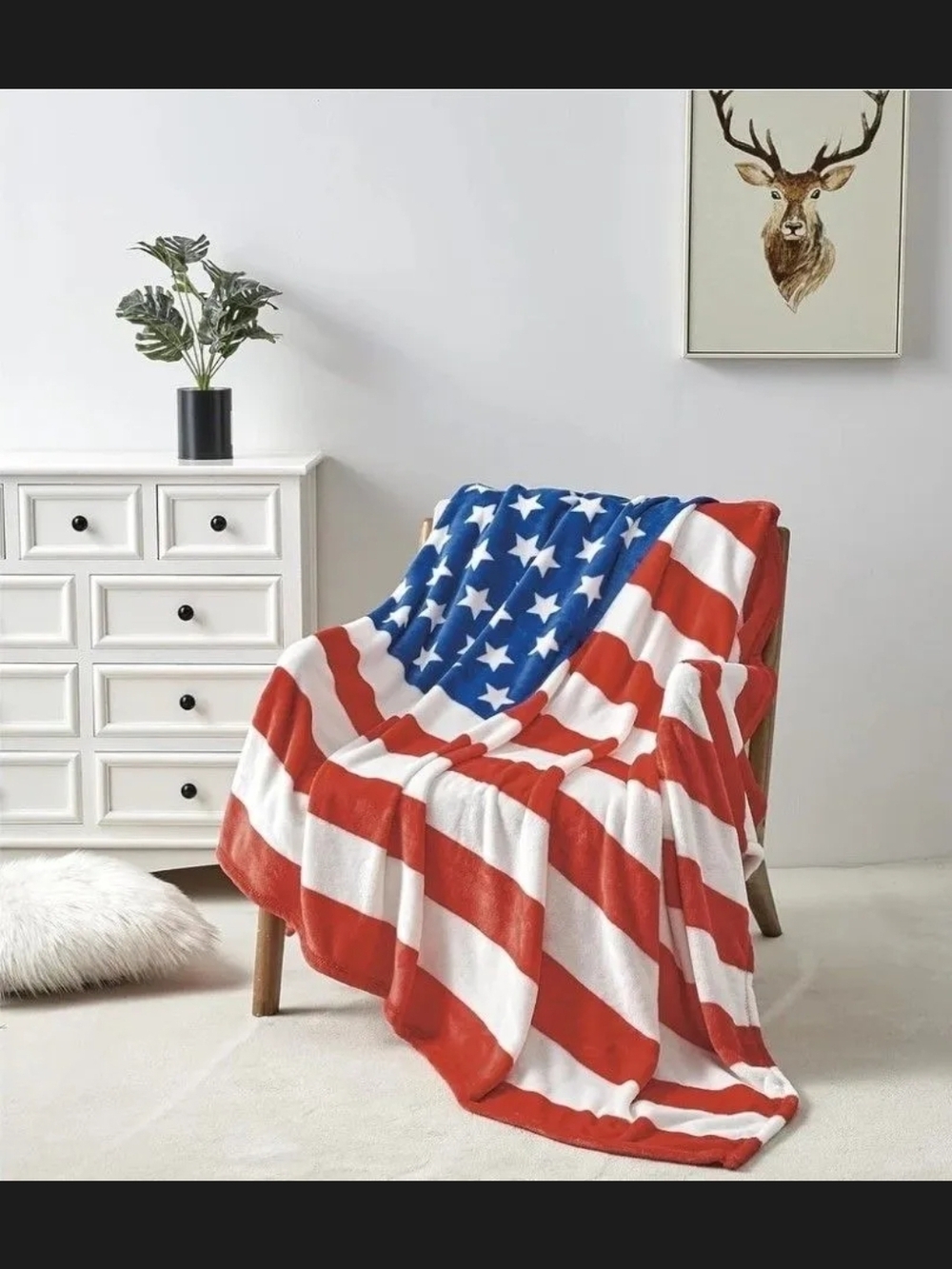 American Flag Pattern Cozy Throw Blanket - Red, White & Blue